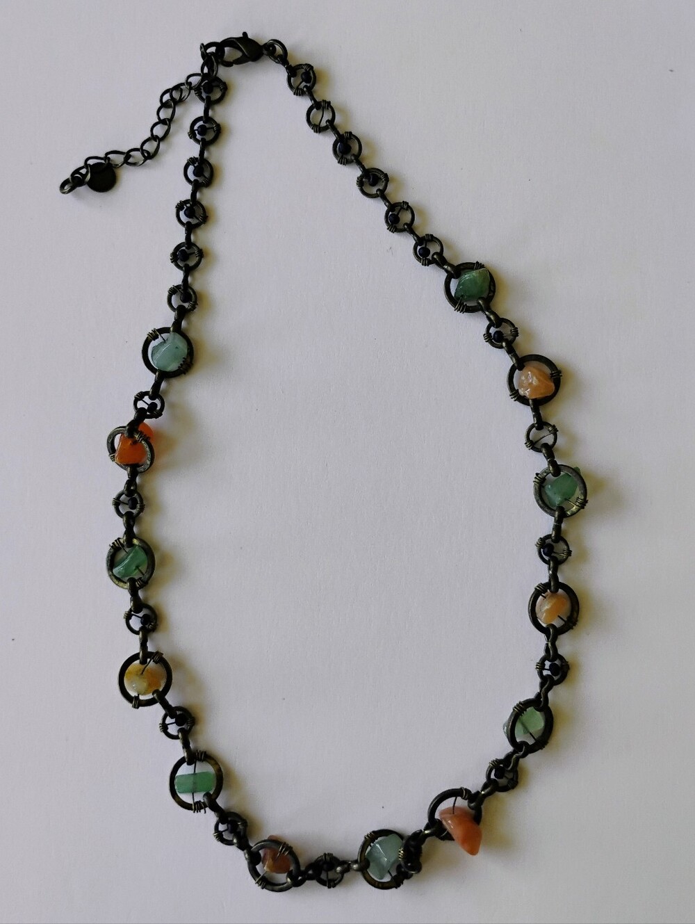 Coral And Green Stone Necklace